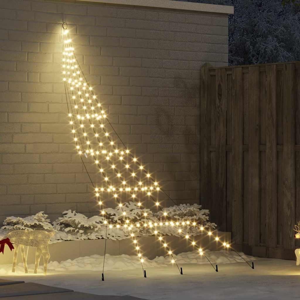 vidaXL LED Christmas Tree with Ground Spikes 112 Warm White LEDs 182 cm Metal