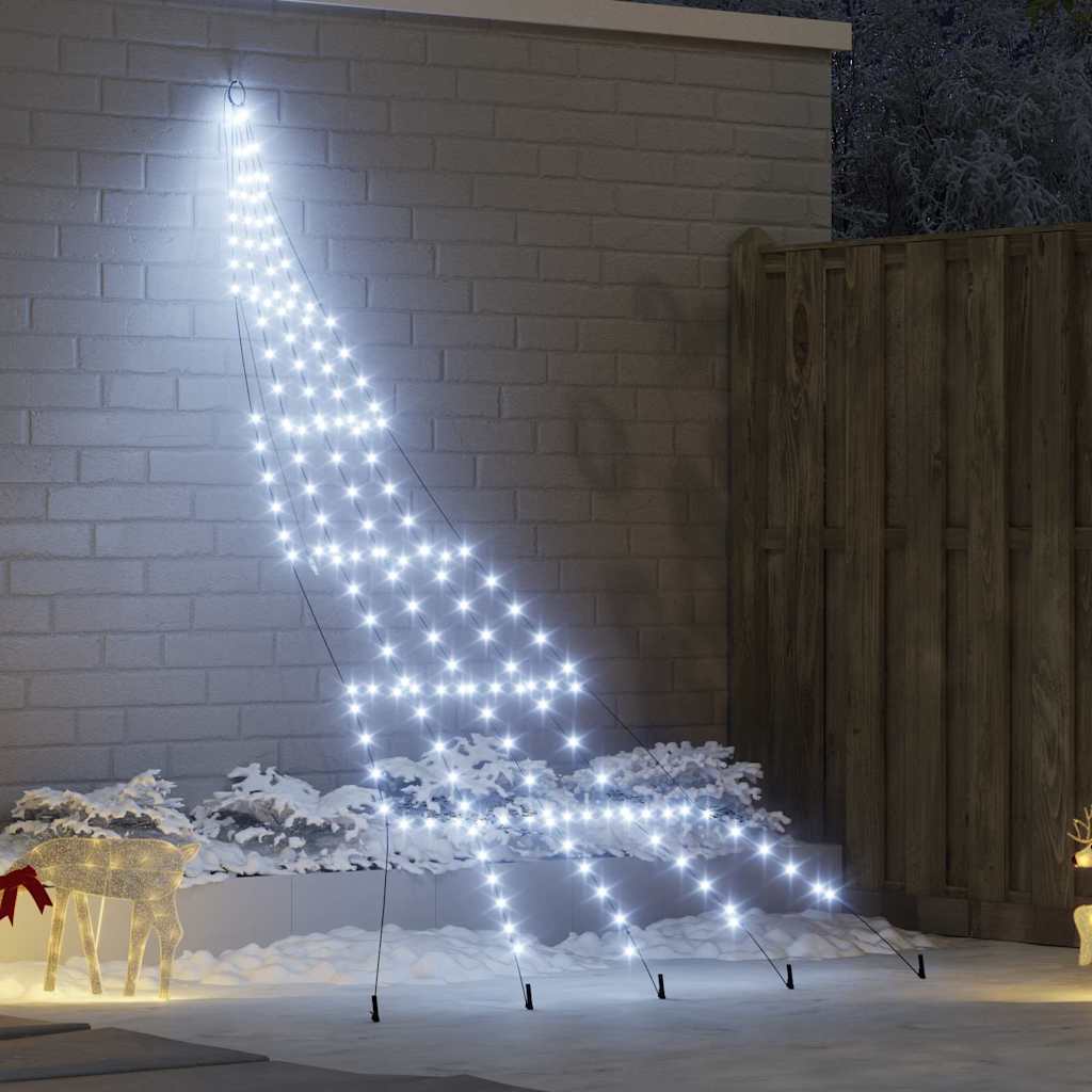 vidaXL LED Christmas Tree with Ground Spikes 112 Warm White LEDs 182 cm Metal