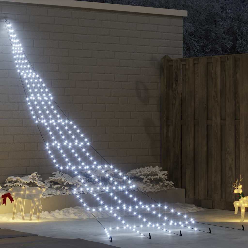 vidaXL LED Christmas Tree with Ground Spikes 112 Warm White LEDs 182 cm Metal