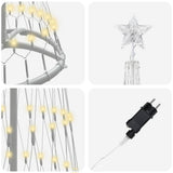 vidaXL LED Christmas tree with 230 warm white LEDs 51 x 51 x 190 cm Metal