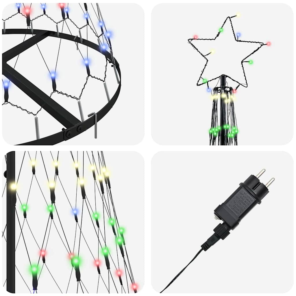 vidaXL LED kerstboom met 230 LED Multikleur 184.5 cm Metaal
