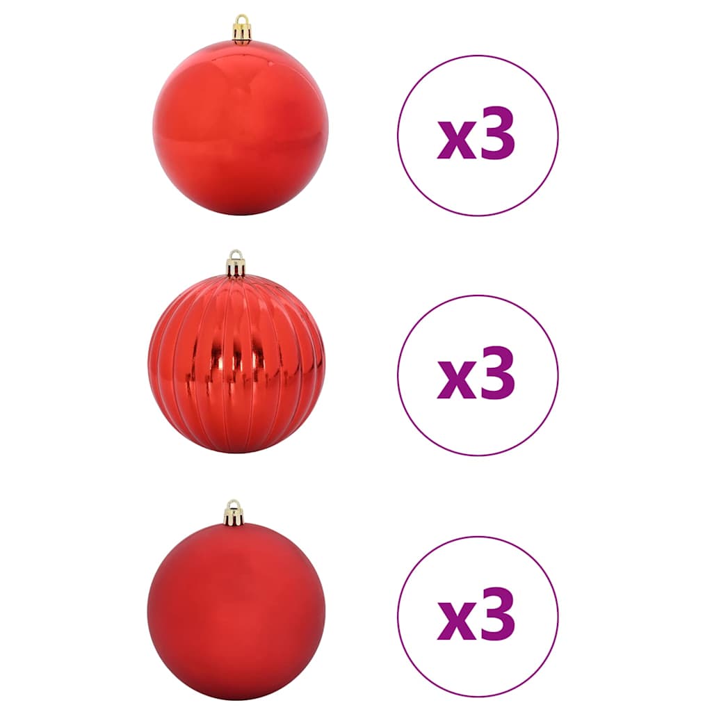 vidaXL Christmas Ball Set XL 15 pcs Red Plastic
