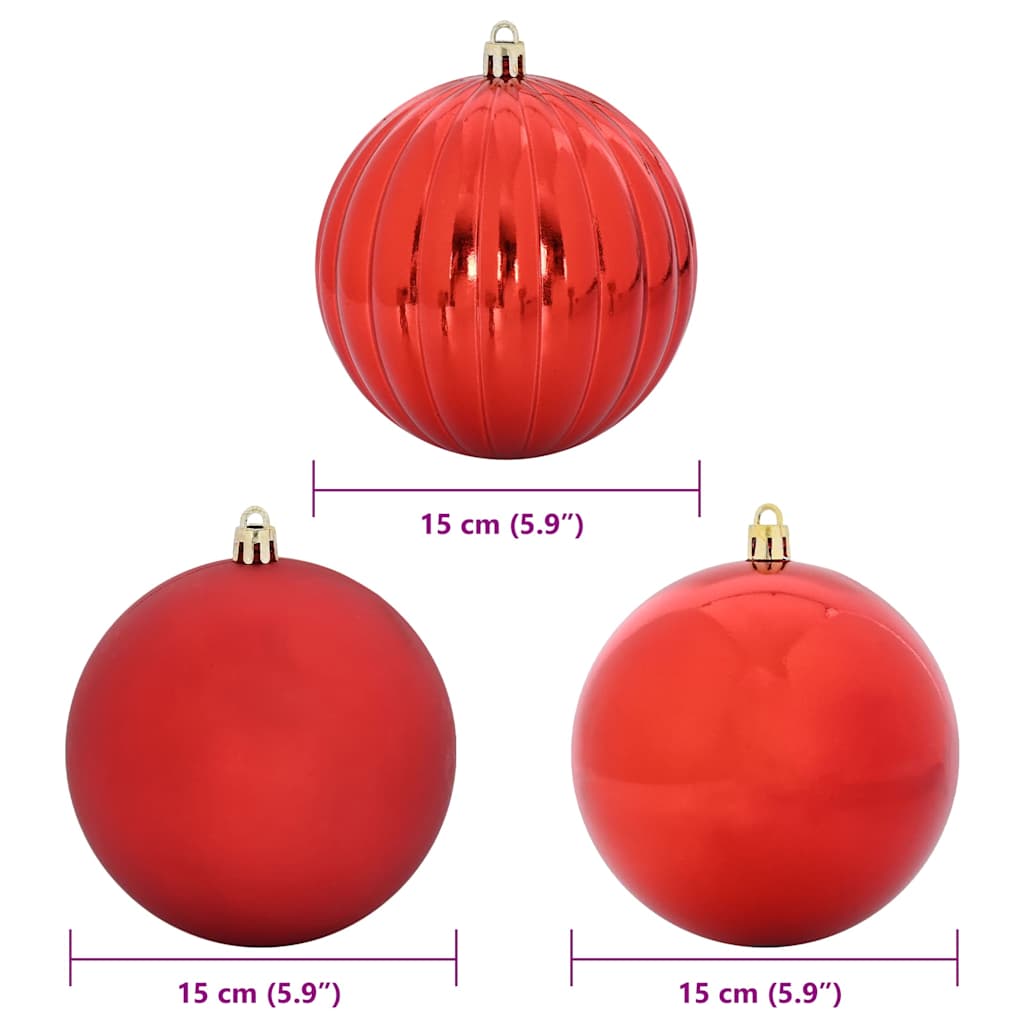 vidaXL Christmas Ball Set XL 15 pcs Red Plastic