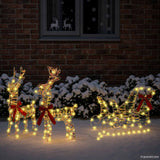 vidaXL Reindeer Pull Sled with 160 LED Warm White 30 x 12 x 54.5 cm PET