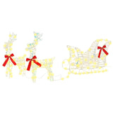 vidaXL Reindeer Pull Sled with 160 LED Warm White 30 x 12 x 54.5 cm PET
