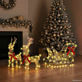 vidaXL Reindeer Pull Sled with 160 LED Warm White 30 x 12 x 54.5 cm PET