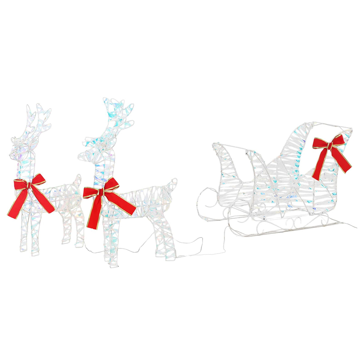vidaXL Reindeer Pull Sled with 160 LED Warm White 30 x 12 x 54.5 cm PET