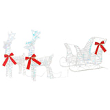 vidaXL Reindeer Pull Sled with 160 LED Warm White 30 x 12 x 54.5 cm PET