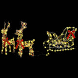 vidaXL Reindeer Pull Sled with 160 LED Warm White 30 x 12 x 54.5 cm PET
