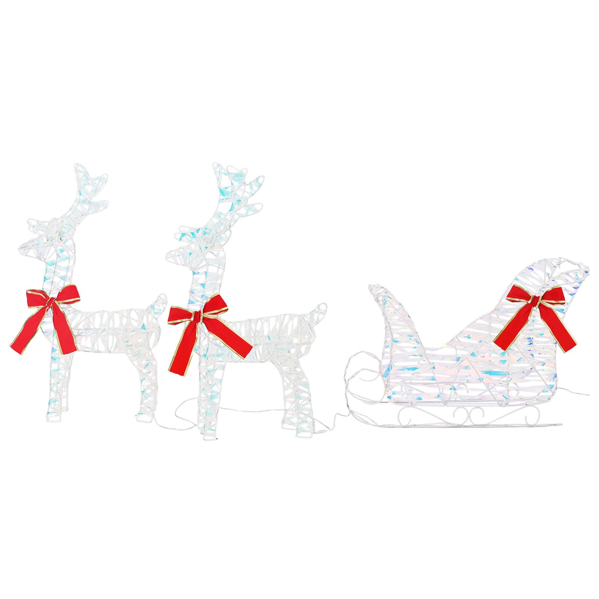 vidaXL Reindeer Pull Sled with 160 LED Warm White 30 x 12 x 54.5 cm PET