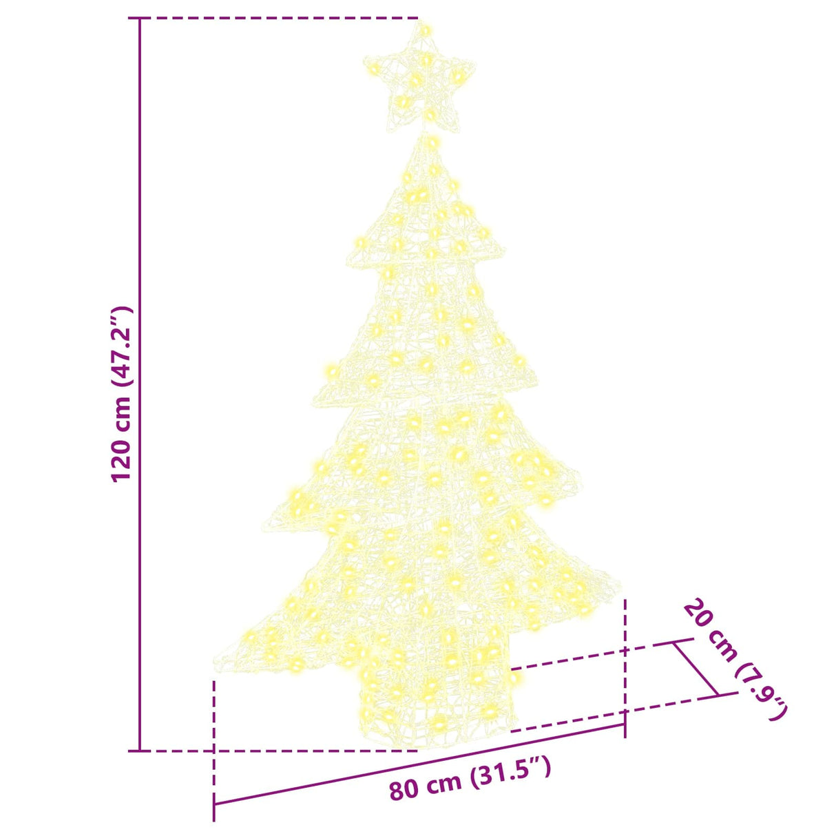 vidaXL Kerstboom met 100 LED Warmwit 120 cm Acryl