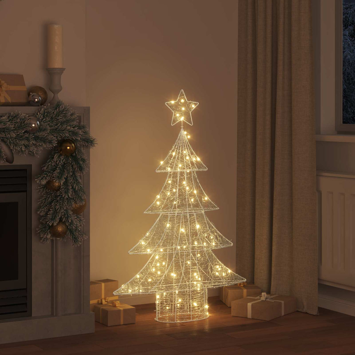 vidaXL Kerstboom met 100 LED Warmwit 120 cm Acryl