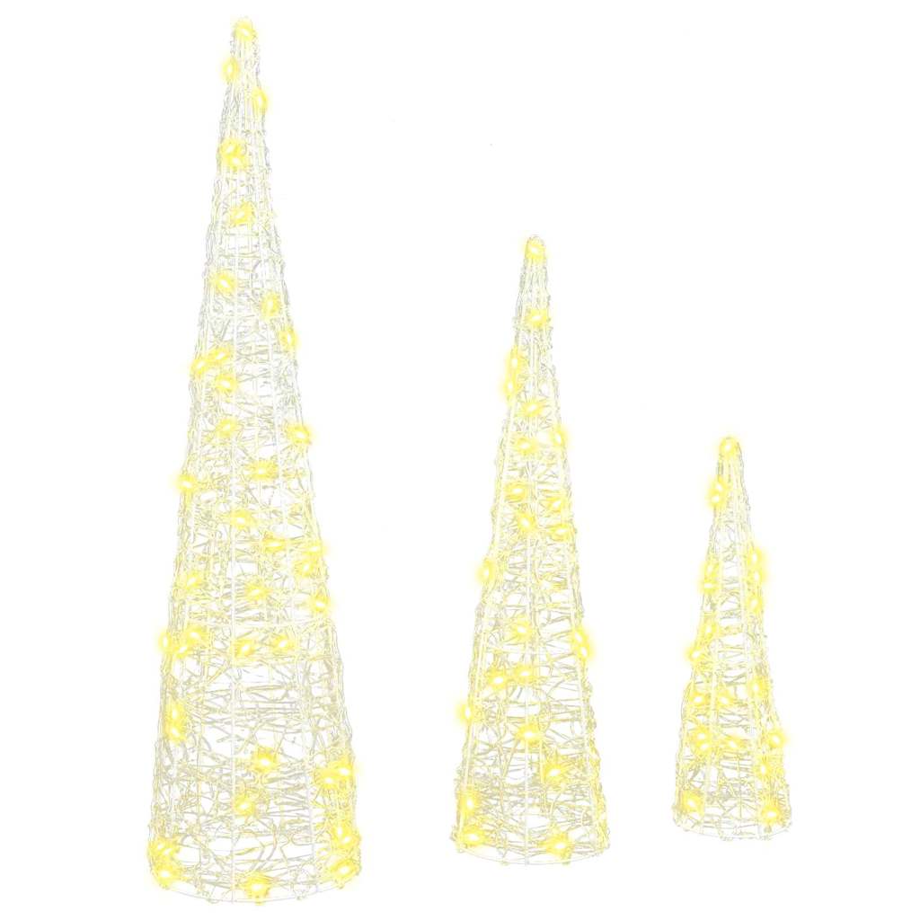 vidaXL Kerstboom met 90 LED 3 pcs Warmwit 20 x 20 x 80 cm Acryl