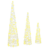 vidaXL Kerstboom met 90 LED 3 pcs Warmwit 20 x 20 x 80 cm Acryl