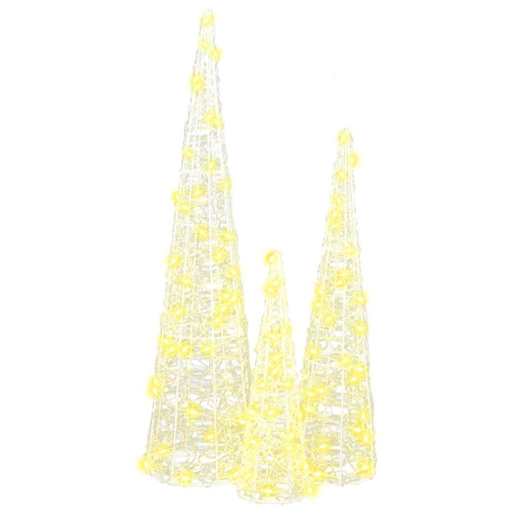vidaXL Kerstboom met 90 LED 3 pcs Warmwit 20 x 20 x 80 cm Acryl