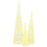 vidaXL Kerstboom met 90 LED 3 pcs Warmwit 20 x 20 x 80 cm Acryl