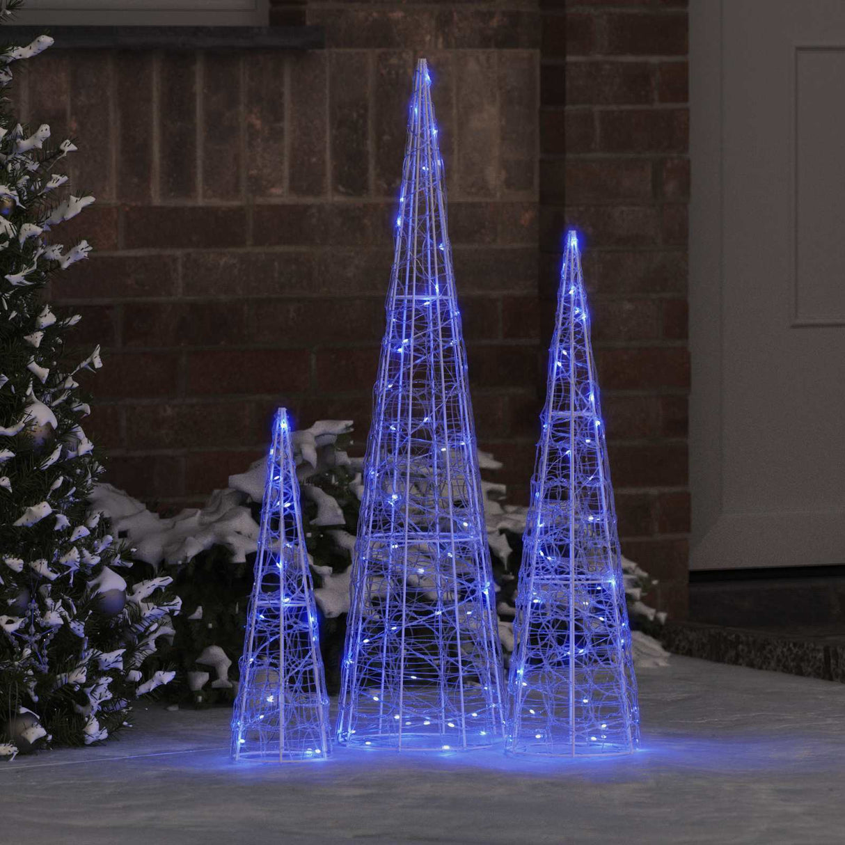 vidaXL Kerstboom met 90 LED 3 pcs Warmwit 20 x 20 x 80 cm Acryl