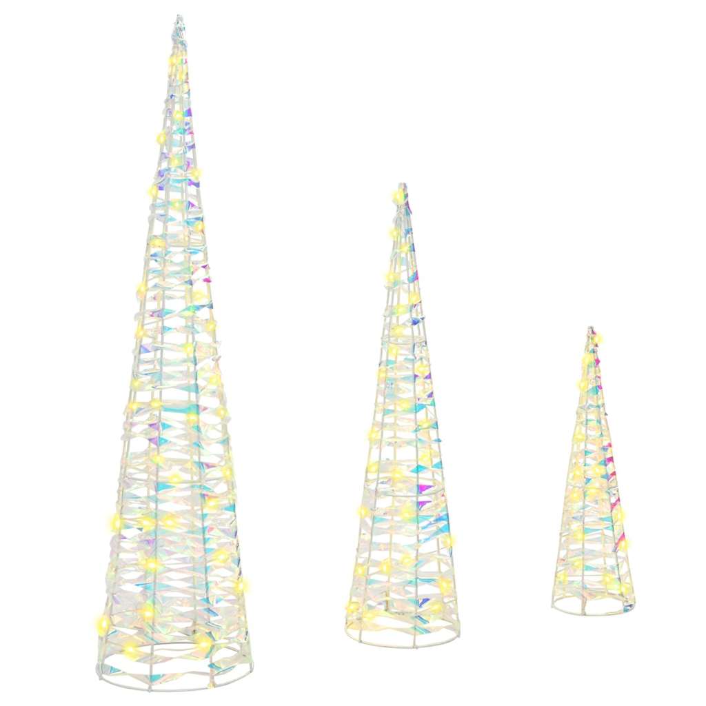 vidaXL Kerstboom met 90 LED 3 pcs Warmwit 20 x 20 x 80 cm PET