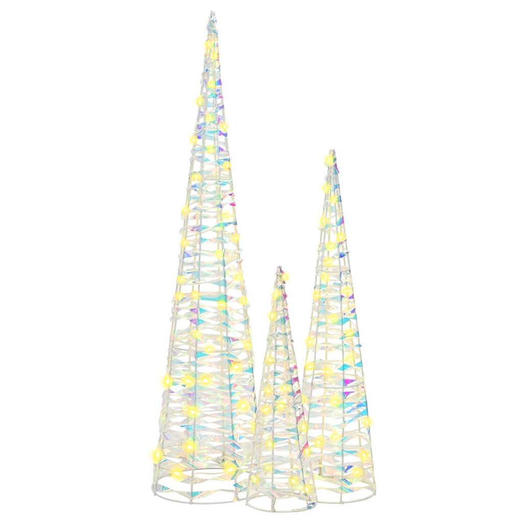 vidaXL Kerstboom met 90 LED 3 pcs Warmwit 20 x 20 x 80 cm PET