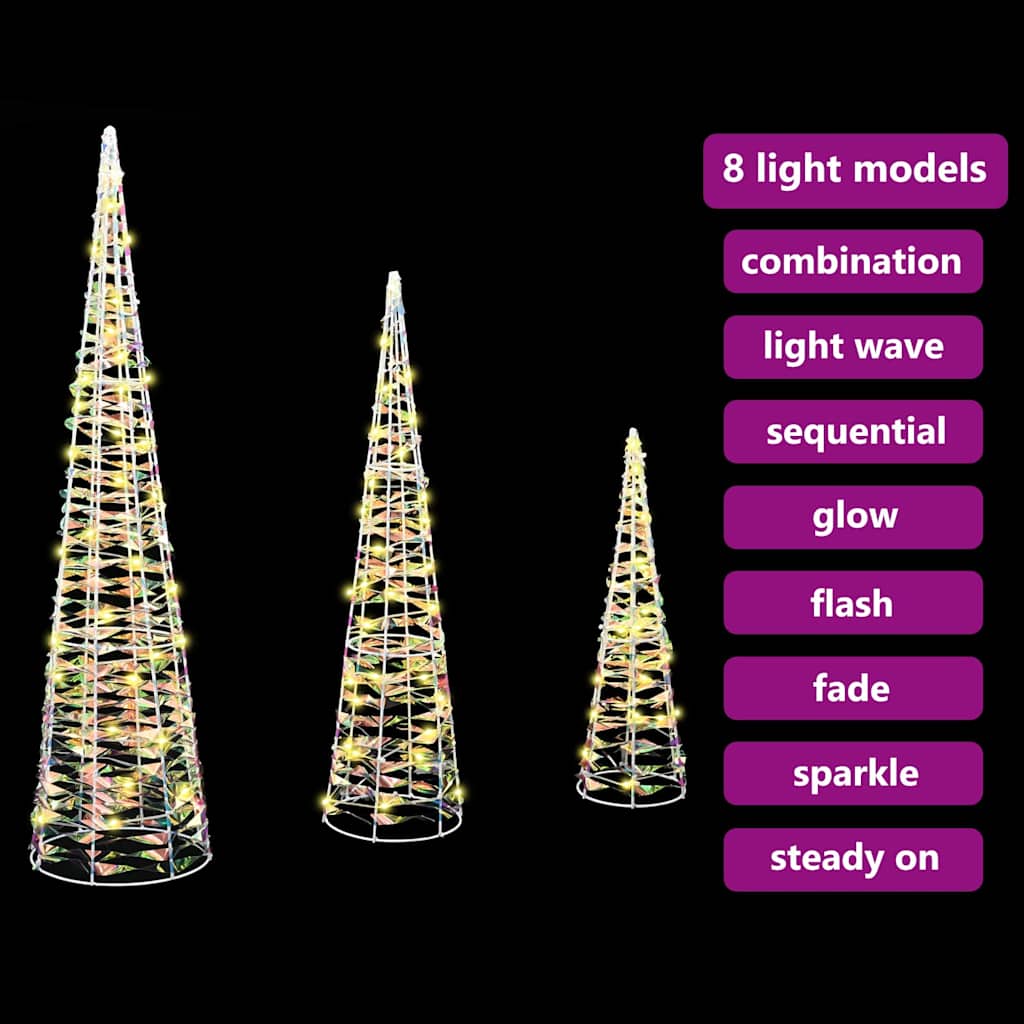 vidaXL Kerstboom met 90 LED 3 pcs Warmwit 20 x 20 x 80 cm PET