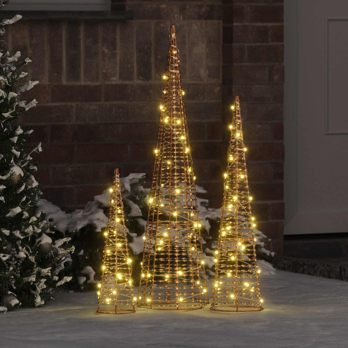 vidaXL Kerstboom met 90 LED 3 pcs Warmwit 20 x 20 x 80 cm PET