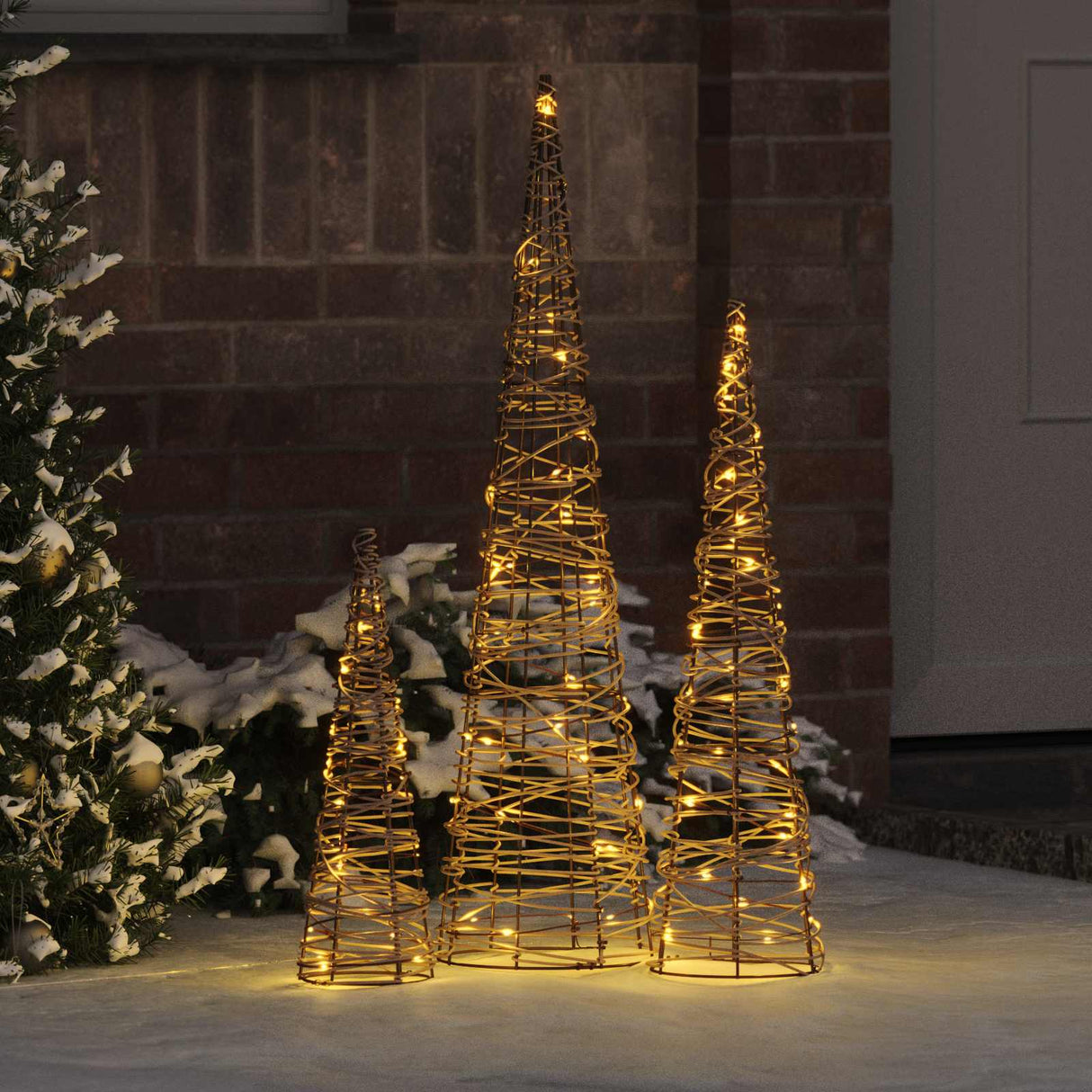 vidaXL Kerstboom met 90 LED 3 pcs Warmwit 20 x 20 x 80 cm PET