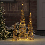 vidaXL Kerstboom met 90 LED 3 pcs Warmwit 20 x 20 x 80 cm PET