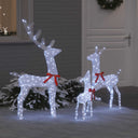 vidaXL Rendierfamilie met 300 LED 3 pcs Koudwit 68 x 26 x 127 cm Stof