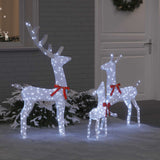 vidaXL Rendierfamilie met 300 LED 3 pcs Koudwit 68 x 26 x 127 cm Stof