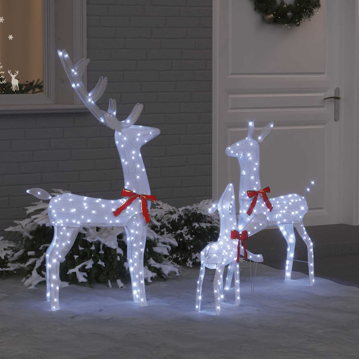 vidaXL Rendierfamilie met 300 LED 3 pcs Koudwit 68 x 26 x 127 cm Stof