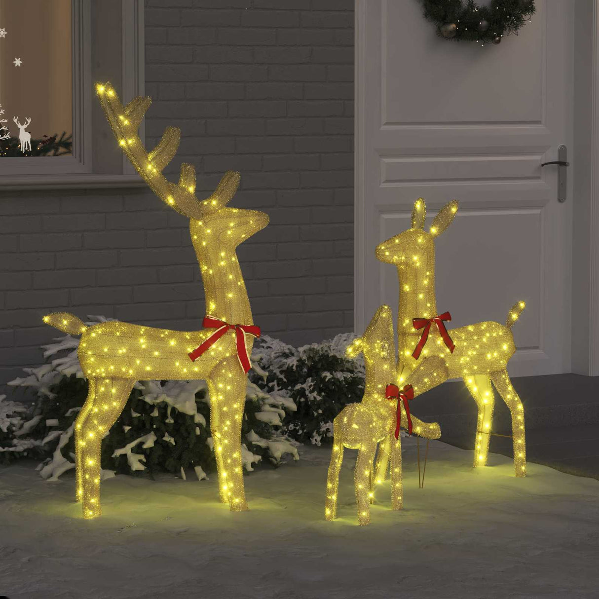 vidaXL Rendierfamilie met 300 LED 3 pcs Koudwit 68 x 26 x 127 cm Stof