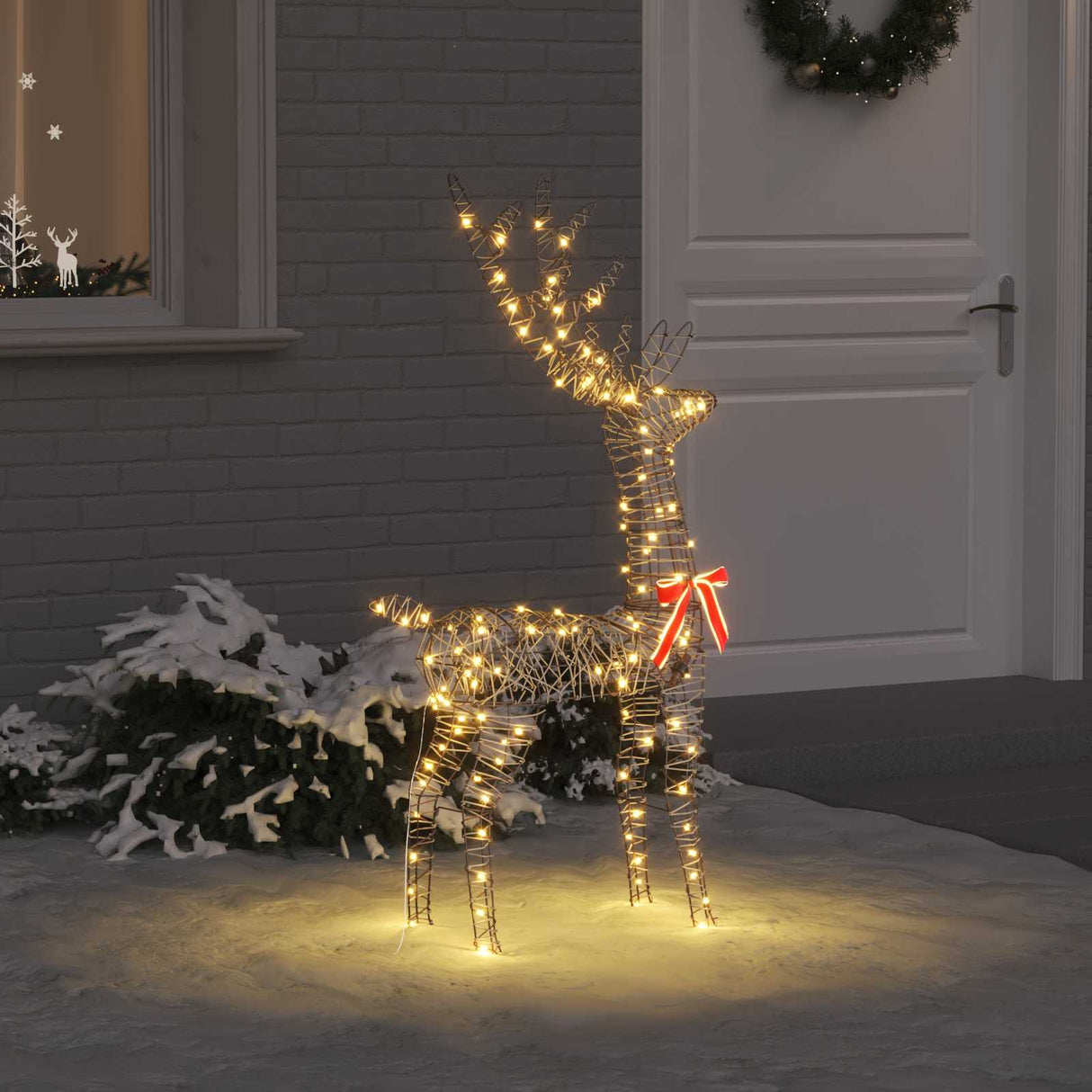 vidaXL 3D rendier met 140 LED Warmwit 70 x 41 x 128 cm Rattan