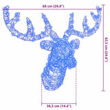 vidaXL Reindeer Decoration with 140 LED Blue 68 x 36.5 x 62.5 cm Acrylic