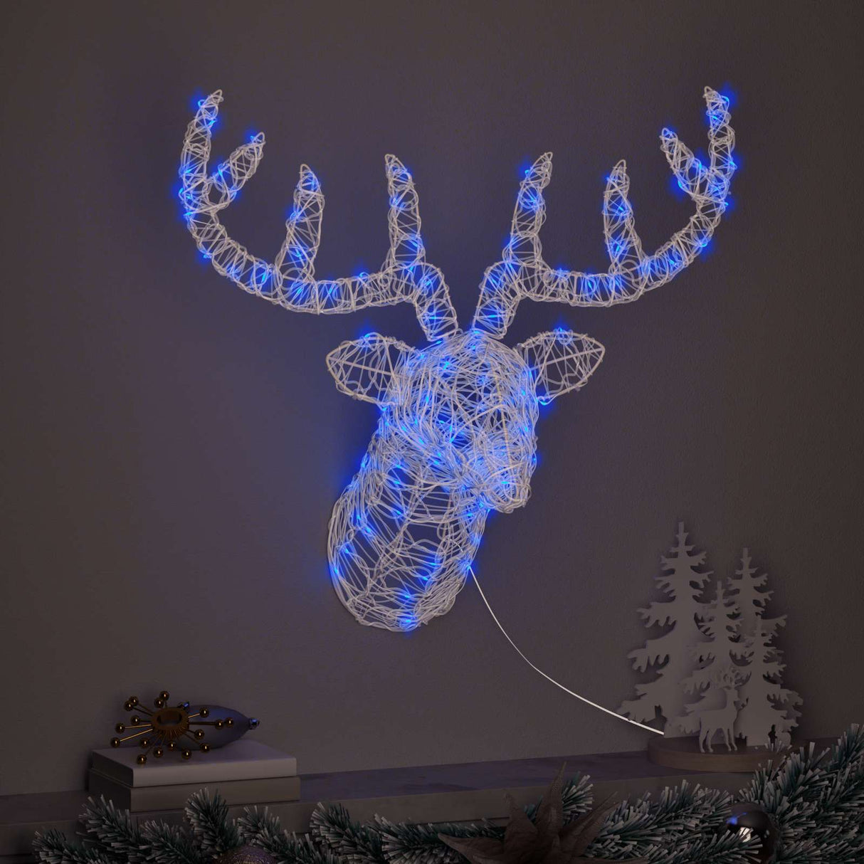 vidaXL Reindeer Decoration with 140 LED Blue 68 x 36.5 x 62.5 cm Acrylic