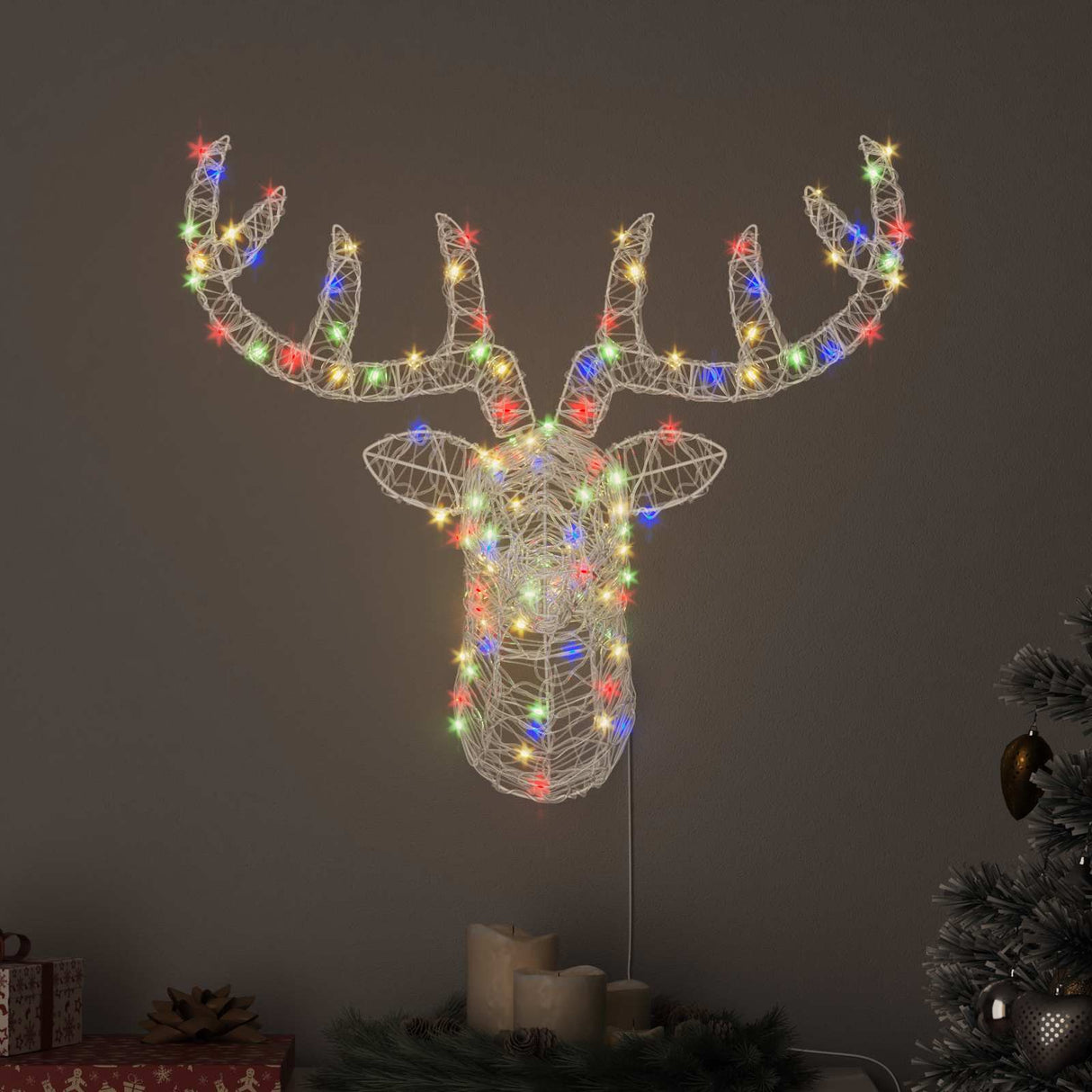 vidaXL Reindeer Decoration with 140 LED Blue 68 x 36.5 x 62.5 cm Acrylic
