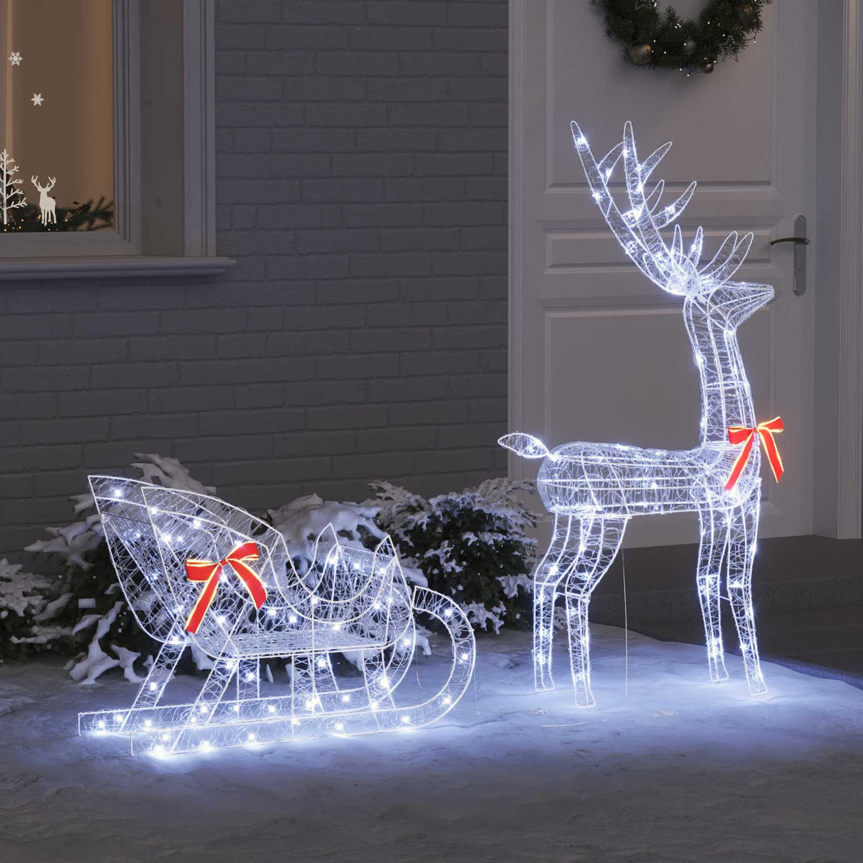 vidaXL Rendier Trek Slede met 200 LED Warmwit 70 x 26 x 130 cm Acryl