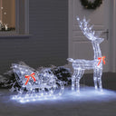 vidaXL Rendier Trek Slede met 200 LED Warmwit 70 x 26 x 130 cm Acryl