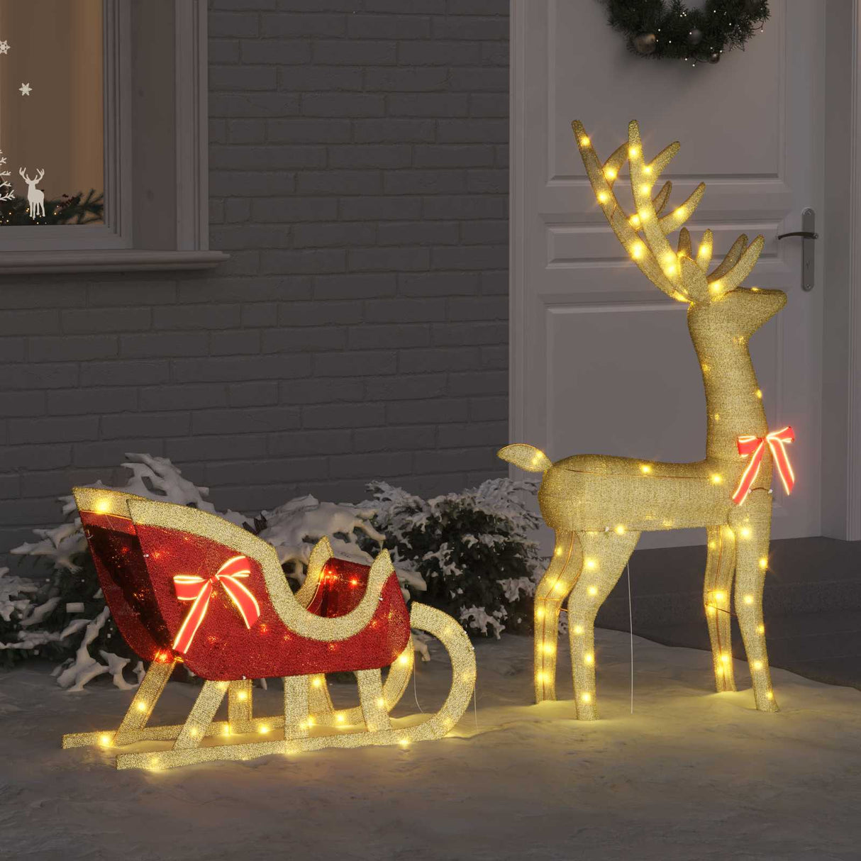 vidaXL Rendier Trek Slede met 200 LED Warmwit 70 x 26 x 129 cm PET