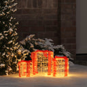 vidaXL Gift Box Decoration 3 pcs Warm White 20 x 20 x 21 cm Acrylic
