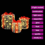 vidaXL Gift Box Decoration 3 pcs Warm White 20 x 20 x 21 cm Acrylic