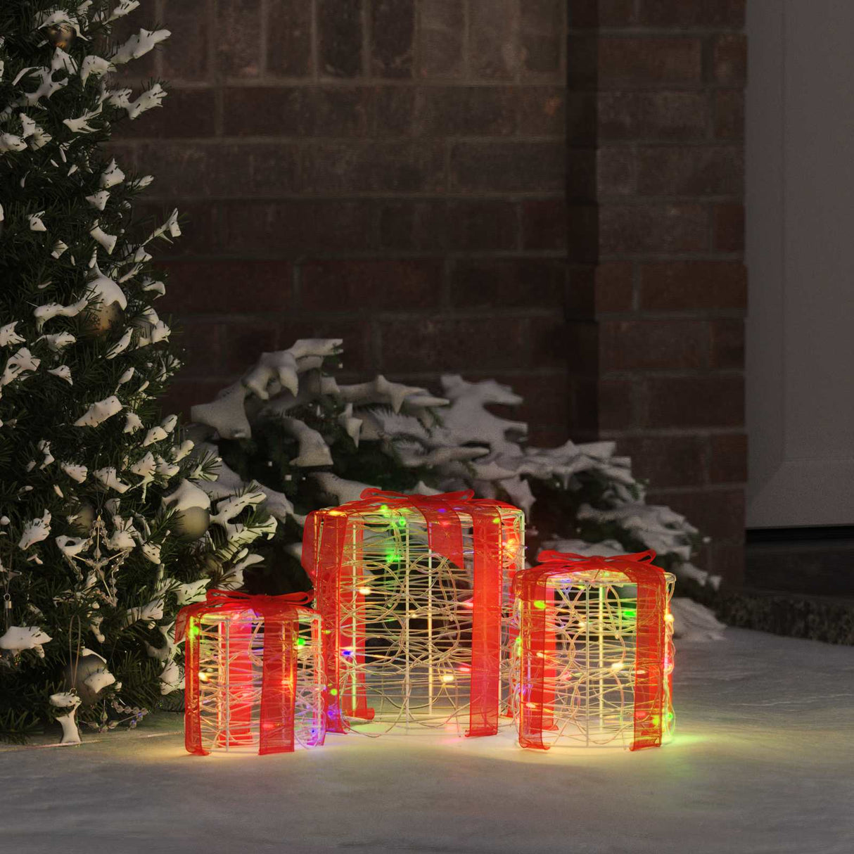 vidaXL Gift Box Decoration 3 pcs Warm White 20 x 20 x 21 cm Acrylic