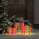 vidaXL Gift Box Decoration 3 pcs Warm White 20 x 20 x 21 cm Acrylic