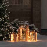 vidaXL Cadeau Box Decoratie 3 pcs Warmwit 20 x 20 x 20 cm PET