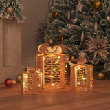 vidaXL Cadeau Box Decoratie 3 pcs Warmwit 20 x 20 x 20 cm PET