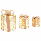 vidaXL Cadeau Box Decoratie 3 pcs Warmwit 20 x 20 x 20 cm PET