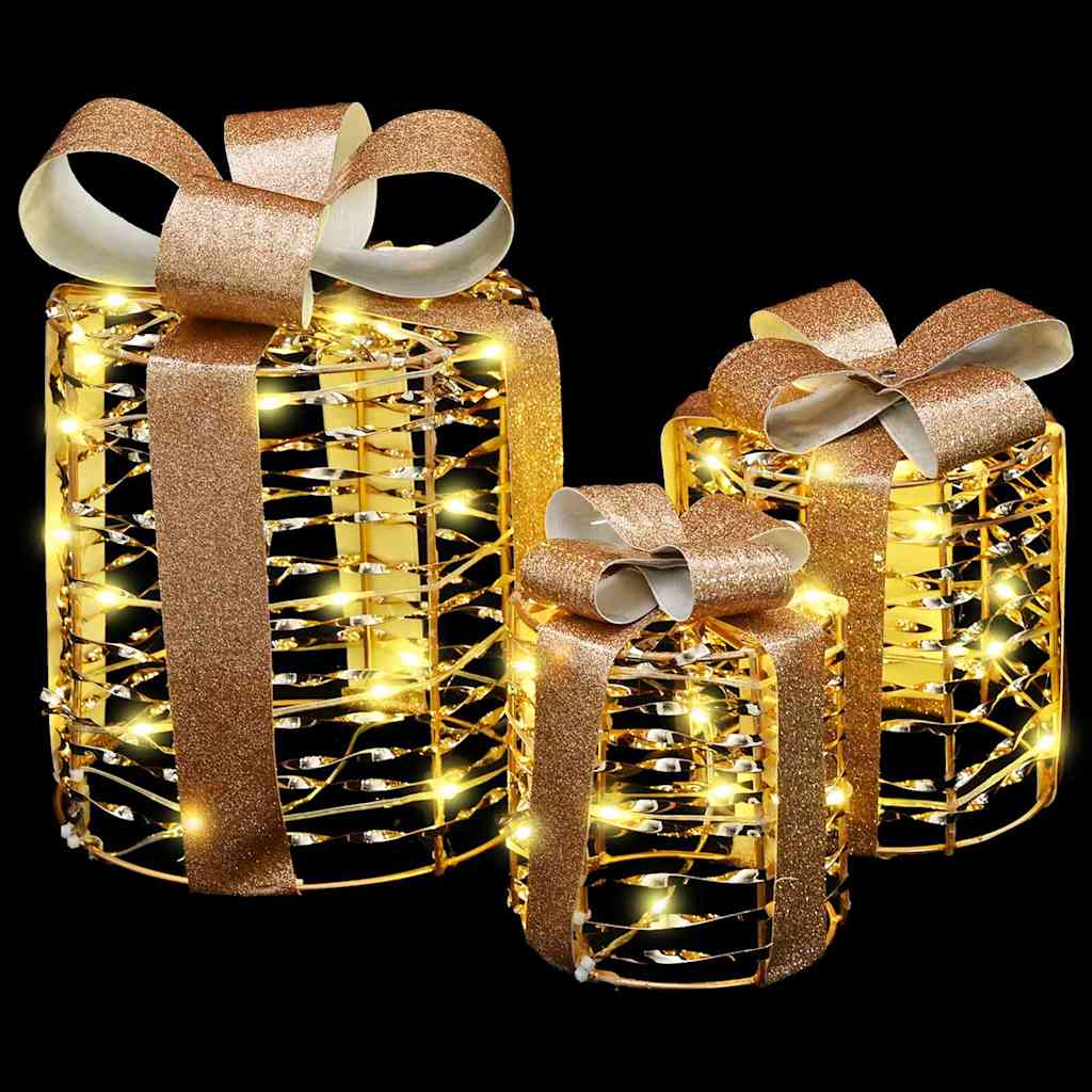 vidaXL Cadeau Box Decoratie 3 pcs Warmwit 20 x 20 x 20 cm PET
