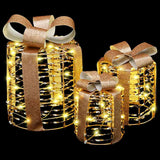 vidaXL Cadeau Box Decoratie 3 pcs Warmwit 20 x 20 x 20 cm PET