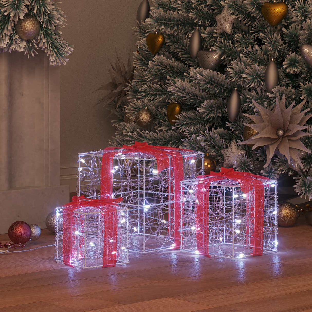 vidaXL met 60 LED 3 pcs Warmwit 20 x 20 x 20 cm Acryl