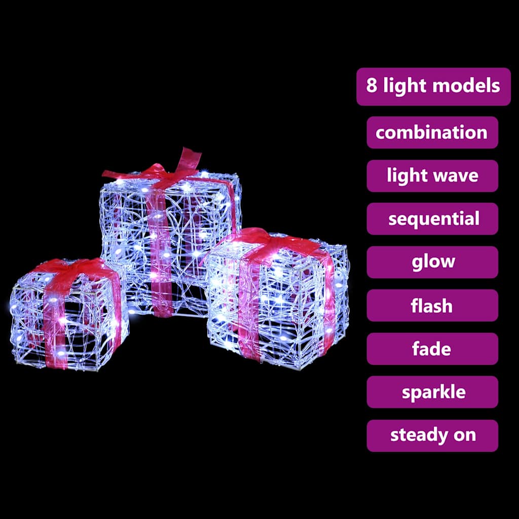 vidaXL met 60 LED 3 pcs Warmwit 20 x 20 x 20 cm Acryl