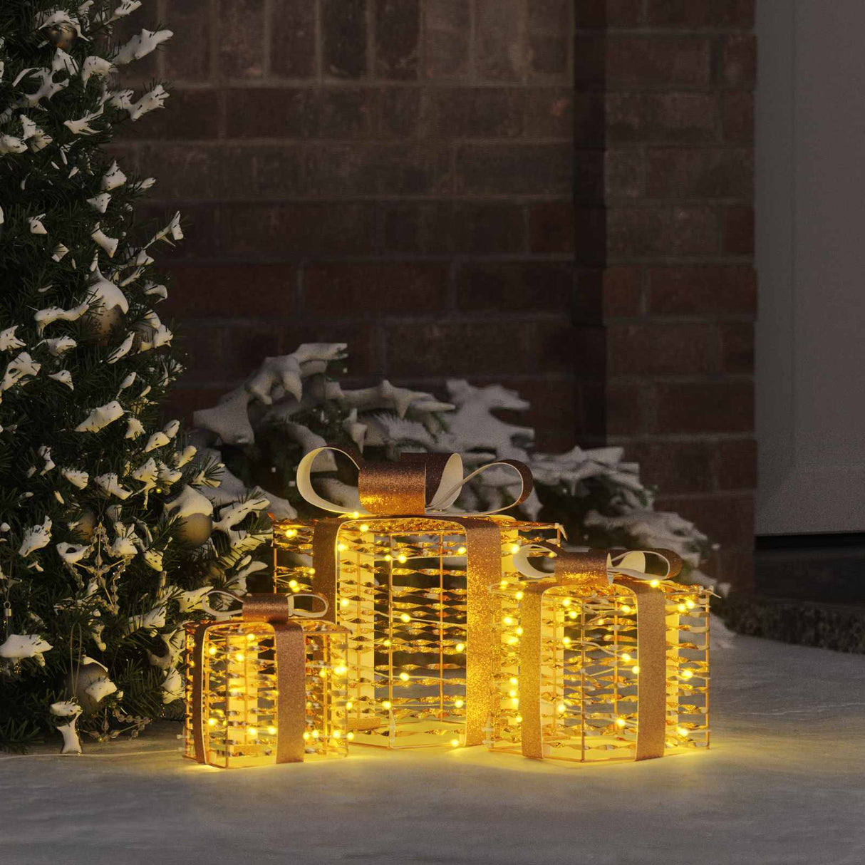 vidaXL Kerstcadeaubox 3 st 150 LED's PET